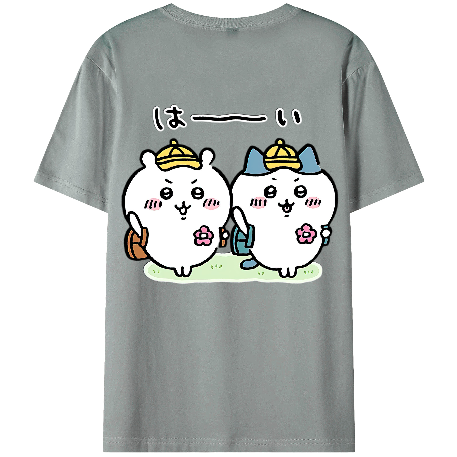 （画像用） ちいかわ ハチワレ Chii-kawa hachiware 綿100％ メンズ半袖Tシャツ（バックプリント） 通気性